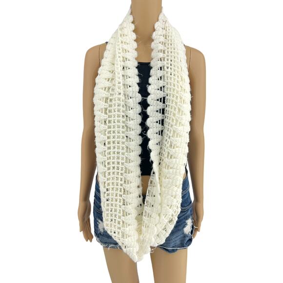 Covington (54") White Cream Knit Infinity Scarf - Picture 1 of 4